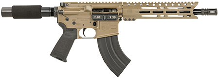 [810035755642] Diamondback DB1915O061 DB15  7.62x39mm 28+1 10", FDE, Carbon Lower, 9" M-LOK Handguard, Black Padded Buffer Tube/Magpul Grip
