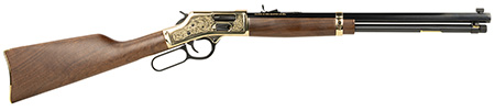 [619835060860] Henry H006GD Side Gate Deluxe 44 Mag/44 Special 10+1 20" Blued Octagon Barrel, Engraved Polished Brass Rec, Semi-Fancy American Walnut Stock, Adj. Sight