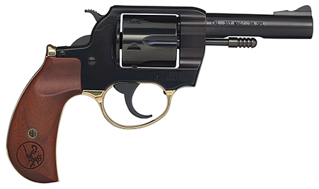 [619835400703] Henry H017BDM Big Boy  38 Special/357 Mag 6 Shot 4" Blued Round Steel Barrel, Polished Blued Steel Frame w/Birdshead Walnut Grip