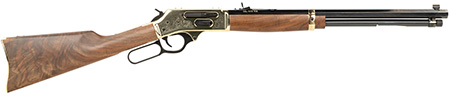 [619835090218] Henry H009BGWL Wildlife  30-30 Win 5+1 20" Blued Octagon, Polished Brass Engraved Rec, American Walnut Furniture, Adj. Brass Buckhorn Sight