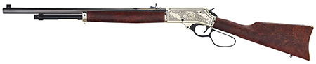 [619835100214] Henry H010BGWL Wildlife  45-70 Gov 4+1 22" Blued Octagon, Polished Brass Engraved Rec, American Walnut Furniture, Large Loop Lever, Adj. Brass Bead Sight