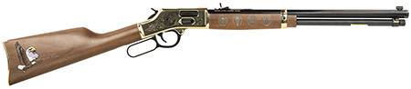 [619835060877] Henry H006GES Golden Boy Eagle Scout Tribute Edition 44 Mag/44 Special 10+1 20" Blued Octagon Barrel, Engraved Polished Brass Rec  &  American Walnut Furniture, Side Loading Gate, Adj. Sight