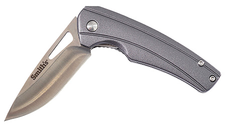 [027925512463] Smiths Products 51246 Istana  2.75" Folding Drop Point Plain Satin 400 SS Blade/Gray Anodized Aluminum Handle Includes Pocket Clip