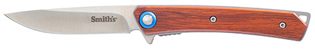 [027925513040] Smiths Products 51304 Ecesis  3" Folding Drop Point Plain Satin 3Cr13MoV SS Blade/Natural Wood/Black SS Handle Includes Pocket Clip