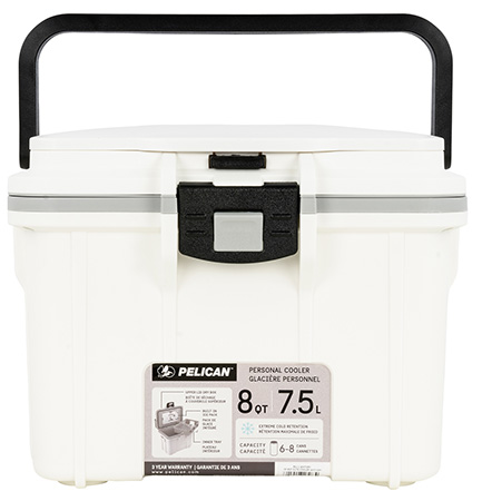 [019428182830] PELICAN 8Q-1-WHTGRY 8QT ELITE COOLER WHT/GRY