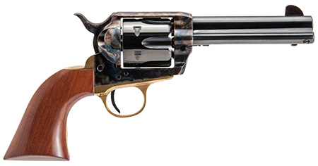[844234240500] Cimarron PPP9MM Pistolero  9mm Luger 6 Shot, 4.75" Blued Barrel  &  Cylinder, Color Case Hardened Frame, Walnut Grip