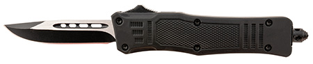 [766646408906] Steel River Knives MT616BDP Spartan  Mini 2.75" OTF Drop Point Plain Black/Silver 440C SS Blade/ 4.25" Black Aluminum Zinc Alloy Handle