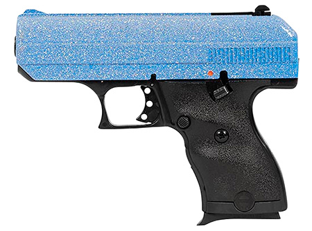 [752334900739] Hi-Point 916BLSP C9  9mm Luger 8+1 3.50" Black Steel Barrel, Hydro-Dipped Blue Sparkle Serrated Slide, Black Polymer Frame, Black Polymer Grips