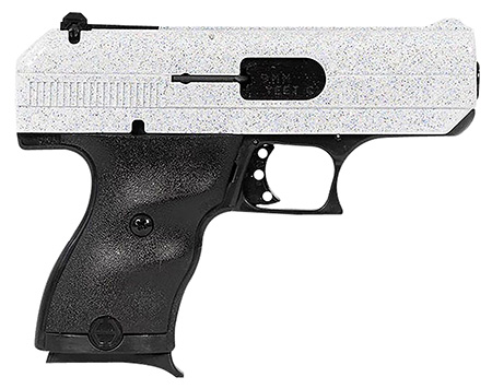 [752334900746] Hi-Point 916WHSP C9  9mm Luger 8+1 3.50" Black Steel Barrel, Hydro-Dipped White Sparkle Serrated Slide, Black Polymer Frame, Black Polymer Grips