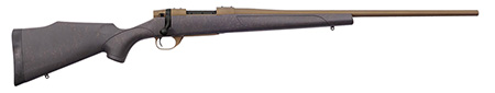 [747115442850] Weatherby VWB222RR4T Vanguard Weatherguard 22-250 Rem 5+1 24" Threaded, Burnt Bronze Barrel/Rec, Black with Bronze Webbing Monte Carlo Stock