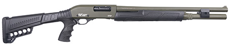 [643477863657] Gforce Arms GF2P12 GF2P  12 Gauge Pump 3" Chamber 7+1 20" Fixed Cylinder Bore, OD Green Barrel/Rec, Black Furniture, 5rd Shell Carrier Stock, Rubber Pistol Grip, Blade Sight, 3rd Shell Holder on Rec