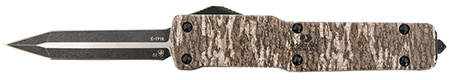 [093674824584] Templar Knife MAMOB121 Premium LW  Slim 3.16" OTF Dagger Plain Black Oxide Stonewashed Powder Coated D2 Steel Blade, 4.93" Mossy Oak Bottomland Aged Aluminum Handle