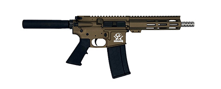 [638457789225] Great Lakes Firearms GL15223SSPBRZ AR-15 Pistol 223 Wylde 30+1 7.50" Stainless Barrel, Bronze Rec, 7" M-LOK Handguard, Buffer Tube (No Brace), Black A2 Grip