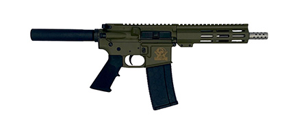 [638457789324] Great Lakes Firearms GL15223SSPODG AR-15 Pistol 223 Wylde 30+1 7.50" Stainless Barrel, OD Green Rec, 7" M-LOK Handguard, Buffer Tube (No Brace), Black A2 Grip