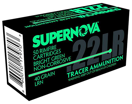 [860010179703] Supernova PMSN22LRG Green Tracer Non-Corrosive 22LR 40gr Lead Round Nose 50 Per Box/100 Case