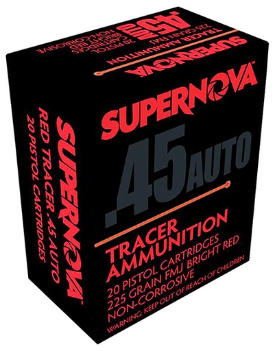 [860010179758] Supernova PMSN45ACR Red Tracer Non Corrosive 45 ACP 225 gr Full Metal Jacket 20 Per Box/ 50 Cs