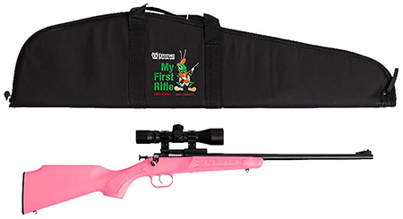 [611613122203] Crickett KSA2220BSC Youth Package Youth 22 LR 1rd 16.12" Blued Single Shot Barrel, Blued Stainless Steel Receiver, Pink Fixed Synthetic Stock, Right Hand