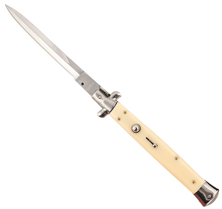 [766646410688] Steel River Knives CISID Spartan  6" Italian Dagger Polished Blade 7" Ivory Synthetic Handle Side Open