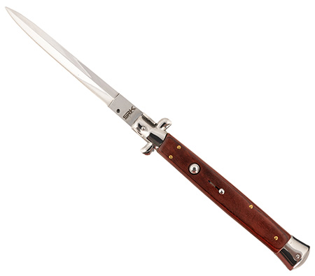 [766646410664] Steel River Knives CIRWD Spartan  6" Italian Dagger Polished Blade 7" Red Wood Handle Side Open