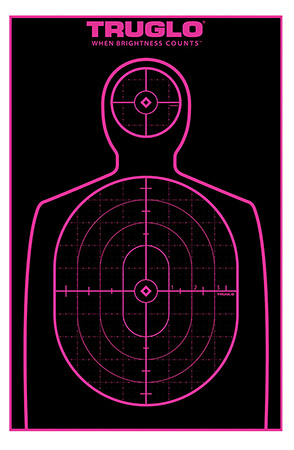 [788130018019] TruGlo TG13A12BB Tru-See Handgun Target Self-Adhesive Heavy Paper Black/Pink 12"x18" Silhouette 12 Pack