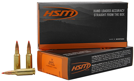 [810742029401] HSM 6ARC1N Centerfire Rifle V-Max 6mm ARC 75 gr Jacket Hollow Point 20 Per Box/ 25 Case