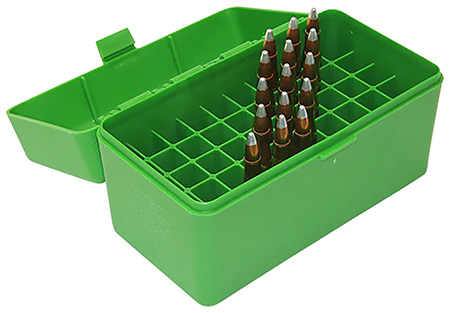 [026057213101] MTM Case-Gard RM5010 Ammo Box Flip-Top 308Win/220Swift/243Win Green Polypropylene 50rd
