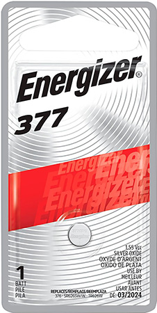 [039800109645] Energizer 377BPZ 377 Battery  Silver 1.55 Volts, 24 mAh Qty (72) Singe Pack