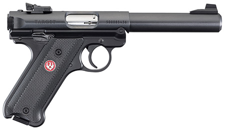 [736676401833] Ruger 40183 Mark IV Target *CA Compliant 22 LR 10+1 5.50" Blued Bull Barrel, Blued Aluminum Frame, Black Checkered Polymer Grip, Right Hand