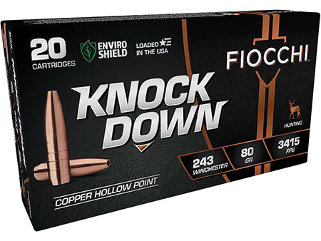 [762344712994] Fiocchi 243CHA Knock Down Enviro Shield 243Win 80gr Hollow Point 20 Per Box/10 Case