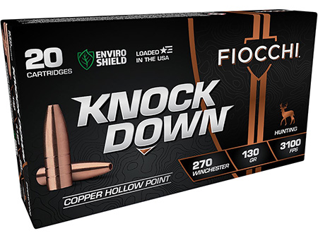 [762344712864] Fiocchi 270CHA Knock Down Enviro Shield 270Win 130gr Hollow Point 20 Per Box/10 Case