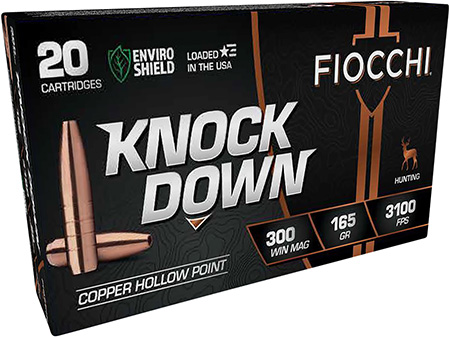 [762344712888] Fiocchi 300WMCHA Knock Down Enviro Shield 300WinMag 165gr Hollow Point 20 Per Box/10 Case
