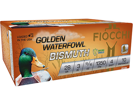 [762344713045] Fiocchi 283GB4 Golden Waterfowl Bismuth 28Gauge 3" 15/16oz 4Shot 10 Per Box/10 Case