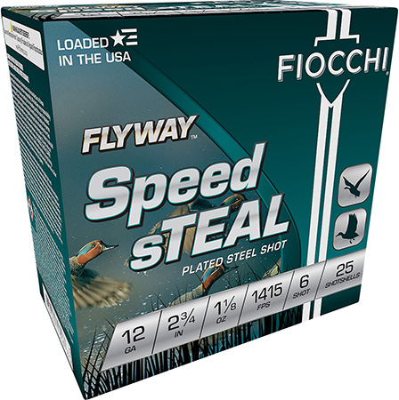 [762344713168] Fiocchi 12FST6 Flyway Speed Steel 12Gauge 2.75" 1 1/8oz 6Shot 25 Per Box/10 Case