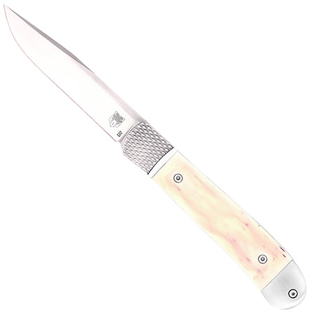 [099654043174] CobraTec Knives CTTHRWT Trapper Hidden Release 3.12" OTF Drop Point Plain Satin D2 Steel Blade, 4.25" White Bone Scales Handle