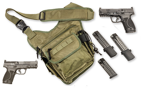 [022188894059] Smith  &  Wesson 13928 M & P M2.0 Compact Bug Out Bundle 9mm Luger 15+1(2)/23+1(2) 4", Black, Polymer Frame With Picatinny Rail, Optic Cut Slide, Includes Bug Out Bag (No Manual Safety)