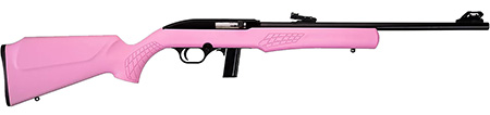 [754908212200] Rossi RS22L1811P RS22  Full Size 22 LR 10+1 18" Matte Black Steel Barrel, Matte Black Grooved Aluminum Receiver, Pink Synthetic Fixed Stock