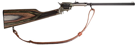 [727962708590] Heritage Mfg BR226CH16HS-LS Rough Rider Rancher 22 LR 6rd 16.12" Black Barrel  &  Cylinder, Case Hardened Rec, Camo Laminated Stock, Includes Leather Sling