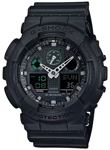 [079767056094] G-shock/vlc Distribution GA100MB1ACR G-Shock Tactical Black Stainless Steel Bezel 145-215mm