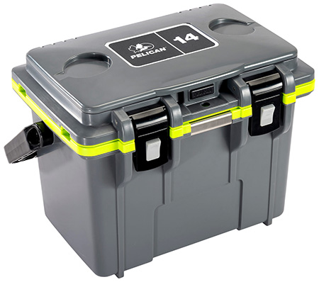 [019428178017] PELICAN 14Q-1-DKGRYEGRN 14QT ELITE COOLER GRY/GRN
