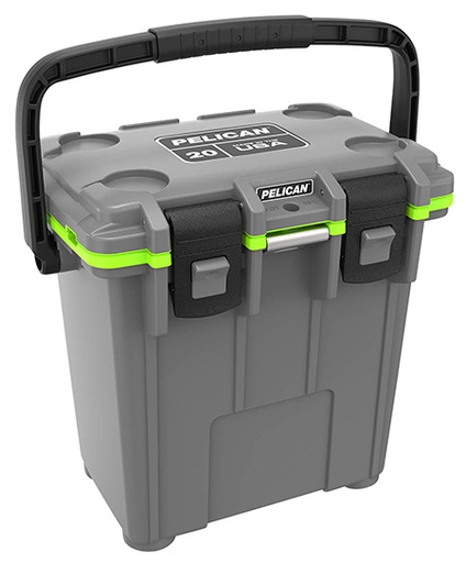 [825494068639] PELICAN 20Q-1-DKGRYEGRN 20QT ELITE COOLER GRY/GRN
