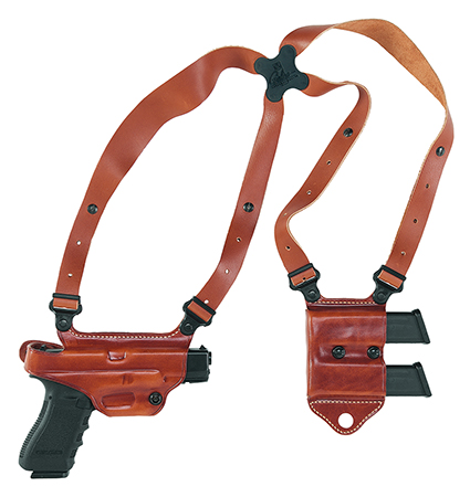 [601299070240] Galco MCII224 Miami Classic II Shoulder System Size Fits Chest Up To 56" Tan Leather Compatible w/Glock 17 Gen1-5/19 Gen1-5/22 Gen2-5  Right Hand