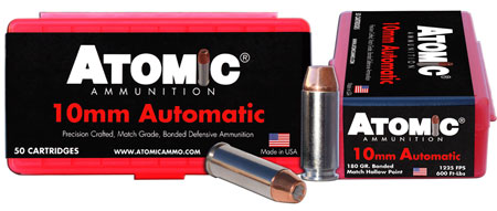 [858767004324] Atomic Ammunition 00432 Pistol Precision Craft 10mmAuto 180gr Bonded Match Hollow Point 50 Per Box/10 Case