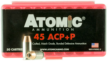 [858767004126] Atomic Ammunition 00412 Pistol Precision Craft 45ACP +P 185gr Bonded Match Hollow Point 50 Per Box/10 Case