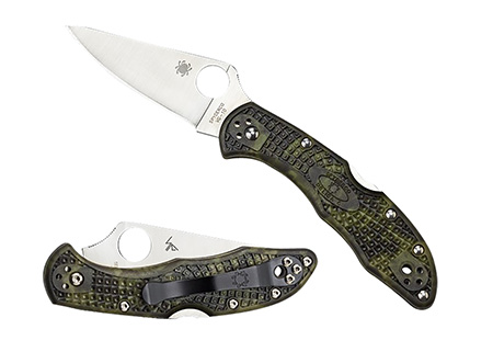 [716104011223] Spyderco C11ZFPGR Delica 4 Lightweight 2.90" Folding Plain Satin VG-10 SS Blade/Zome Green Bi-Directional Texturing FRN Handle Includes Pocket Clip