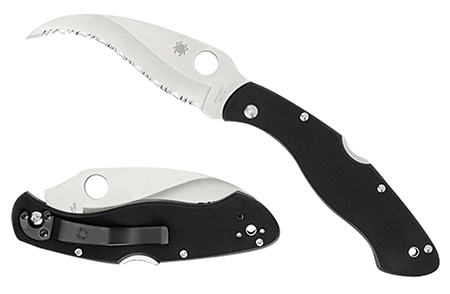 [716104001118] Spyderco C12GS Civilian CLIPIT 4.09" Folding Serrated Satin VG-10 SS Blade/ Black Textured G10 Handle Includes Pocket Clip