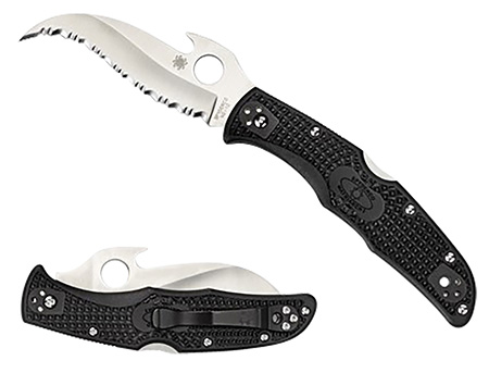 [716104003631] Spyderco C12SBK2W Matriarch 2  3.57" Folding Reverse S Serrated Satin VG-10 SS Blade/Black Bi-Directional Texturing FRN Handle Includes Pocket Clip