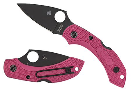 [716104015528] Spyderco C28FPPNS30VBK2 Dragonfly 2  2.30" Folding Plain Black TiCN CPM S30V SS Blade/Pink Textured w/Black Accents FRN Handle Includes Pocket Clip