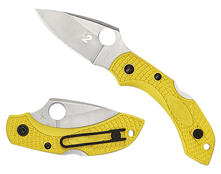 [716104002481] Spyderco C28PYL2 Dragonfly 2 Salt 2.25" Folding Plain Stonewashed H1 Steel Blade/ Yellow Textured FRN Handle Includes Pocket Clip