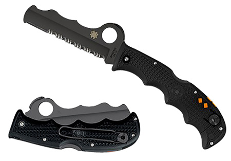 [716104006823] Spyderco C79PSBBK Assist Lightweight 3.69" Folding Part Serrated Black DLC VG-10 SS Blade/Black Textured FRN Handle Includes Glass Breaker/Pocket Clip