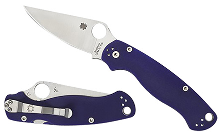 [716104010301] Spyderco C81GPDBL2 Para Military 2  3.42" Folding Plain Satin CPM S110V Blade/Dark Blue Textured G10 Handle Includes Pocket Clip